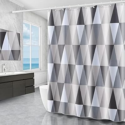 Miorkly Shower Curtain Waterproof 180x180 Triangle Pattern with 12 Hooks