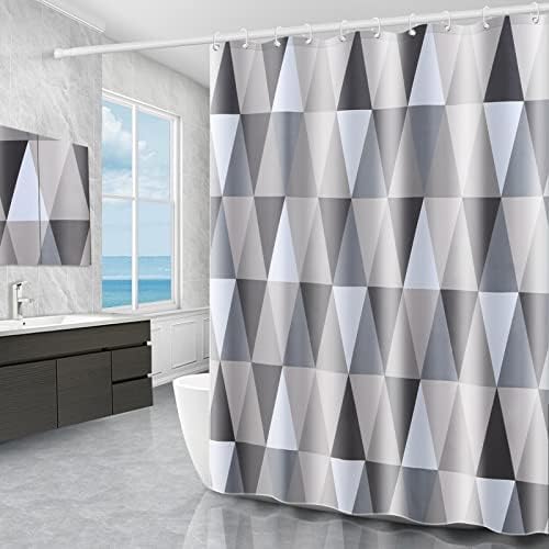 Miorkly Shower Curtain Waterproof 180x180 Triangle Pattern with 12 Hooks