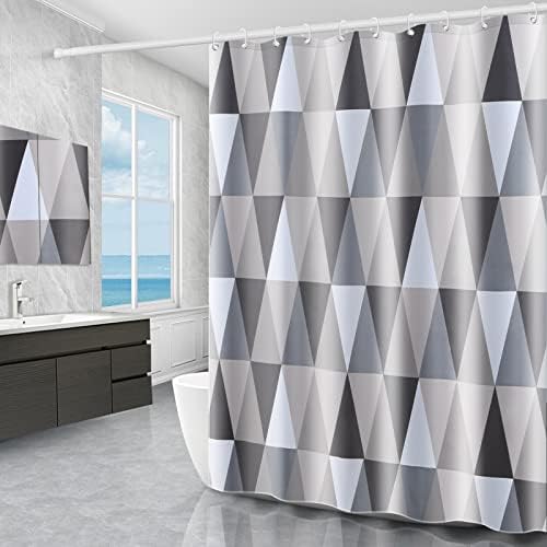 Miorkly Shower Curtain Waterproof Bathroom Curtain,Weighted Hem,Resistant Washable Bath Curtains,Quick-Drying Mould Proof Resistant with 12 Hooks,1 Magnetic Rope,Bath Room(180x180cm Triangle Pattern) — image 1