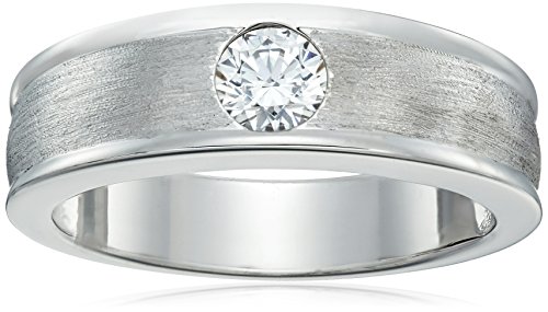 Men s platinum-plated sterling silver swarovski zirconi…