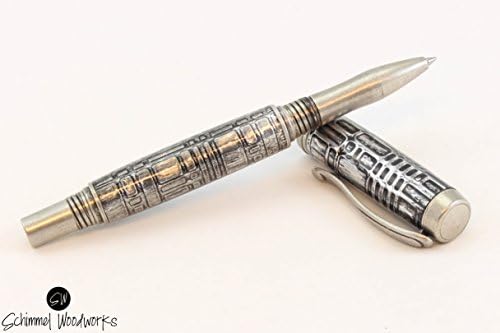 Handmade Schimmel Rollerball Pen with steampunk metals! Antique silver metal accents. Steampunk pen, Industrial pen, Comes in gift box!