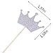 JUNKE 40 Pack Silver Glitter Crown Cupcake Toppers Cake Decoration, For Wedding Party Bridal Shower Valentine's Day