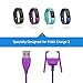 Cablor Fitbit Charge 2 Charger, Replacement USB Charger Charging Cable Cradle Dock Adapter for Fitbit Charge 2 Heart Rate Wristband, 1-Pack, Blue