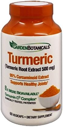 Garden Botanicals VegiCaps, Turmeric 500mg , 60 Count Per Bottle (2 Bottles)