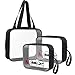 3 pcs CGBE TSA Approved Toiletry Bag with Handle Strap, Clear Toiletry Bag for Liquid Bottles/Cosmetic 3-1-1 Travel Toiletry Bag, Quart Size Carry on Makeup Pouch 3 Packs (Upgrade Black With 2 Size)