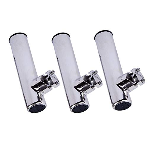 QIUXIANG-EU 3 Stück Edelstahl Angelrutenhalter Angelgerät Drehbarer Rutenhalter mit Klemme für Rohr 7/8~1"mit Liner3