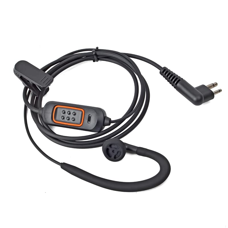 HYISHIKRA Radio Earpiece Compatible with DP1400 CP040 GP300 GP88 Walkie Talkie, G-shape Hose Ear Piece with Mic and PTT for Security Bodyguard (1 PACK)