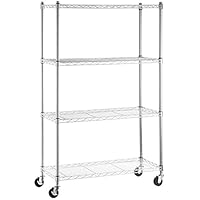Amazon Basics 4-Shelf Adjustable, Heavy Duty Storage Shelving Unit on 4'' Wheel Casters, Metal Organizer Wire Rack, Chrome (36L x 14W x 57.75H)
