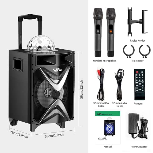 Karaoke Machine for Adults & Kids, VeGue Bluetooth PA Speaker System