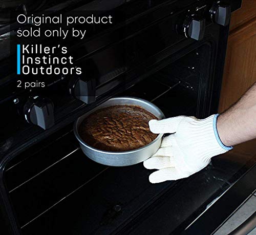 2 PAIRS Heat Resistant Gloves Oven Gloves Heat Resistant With Fingers Oven Mitts Kitchen Pot Holders Cotton Gloves Kitchen Gloves Double Oven Mitt Set Gardening Gloves Work Gloves Bulk