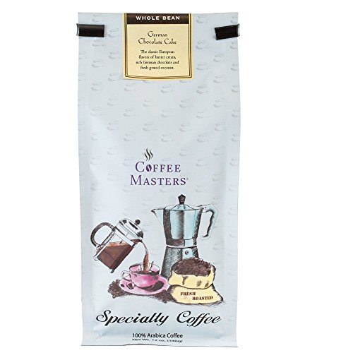 Coffee Masters Flavored Coffee, German Chocolate Cake, Whole Bean, 12-Ounce Bags (Pack of 4)