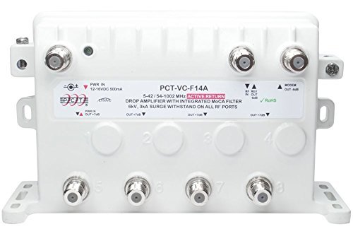 PCT Intl PCT-VC-F14AN RF MoCA 5 Port Bypass CATV Amplifier with Active Return