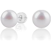 MIKOSTRA earrings studs for women pearl earrings Sterling Silver AAAAA+ Hypoallergenic Freshwater Cultured Handpicked with Genuine Cultured pearl studs Birthday Wedding Jewelry Valentine's Day Gift