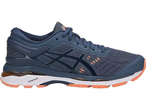 ASICS Women's Gel-Kayano 24 Running Shoes, 9M, Smoke Blue/Dark Blue/CANTELOUP