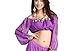 ZLTdream Lady's Belly Dance Long Sleeves Chiffon Bra Top for Big Girls & Women Rave Outfit Purple