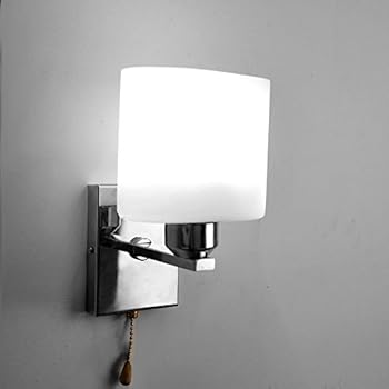 Elitlife E14 Glass LED Wall Lamp Light, Wall Sconce Lighting Fixture, 110-240v witn Pull line Switch & 40W Light Bulb,for Living Room Bedroom Bedside Lobby Hallway (Cool White)