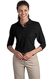 Port Authority Women's Port Authority Ladies Silk Touch 3/4-Sleeve XL Black