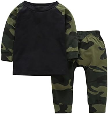 Baby Boy Girls Camouflage Tops+ Army Designer Pants Set 2 Piece
