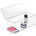 mDesign Plastic Stackable Makeup and Cosmetic Storage Organizer Box with Lid for Bathroom Vanity, Countertops, Drawers - Holds Blenders, Eyeshadow Palettes, Makeup Brushes, 13.4