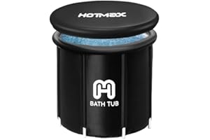 HOTMAX Ice Bath Tub for Recovery, Portable Cold Water Therapy Training Tub, Ice Bath for Adults, Folding Cold Plunge Tub for Athletes, Freestanding Spa Soaking Bath (Black 33.8x33.8x31.5 inches)