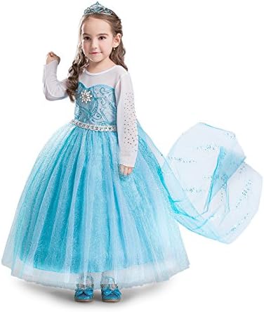 ELSA & ANNA Princess Costumes for Girls - Snow Queen Fancy Dress for Girls - Princess Dress Up - Girls Fancy Dress for Parties, Birthdays, Cosplay & Halloween - Fancy Dress Girls - (UK-SEP304)