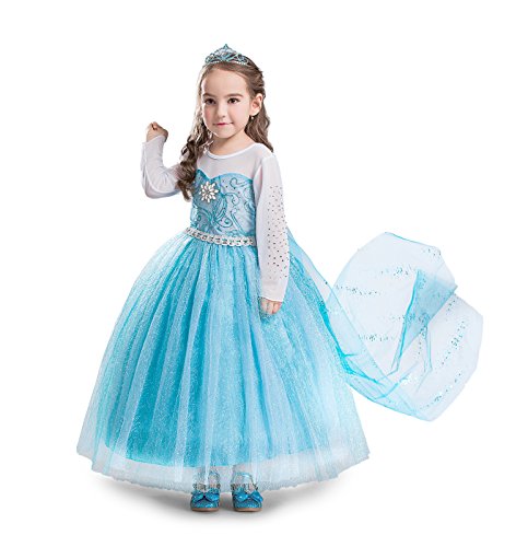 ELSA & ANNA Princess Costumes for Girls - Snow Queen Fancy Dress for Girls - Princess Dress Up - Girls Fancy Dress for Parties, Birthdays, Cosplay & Halloween - Fancy Dress Girls - (UK-SEP304)