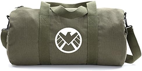 Agents of Shield Logo Heavyweight Canvas Duffel Bag in Olive, Large