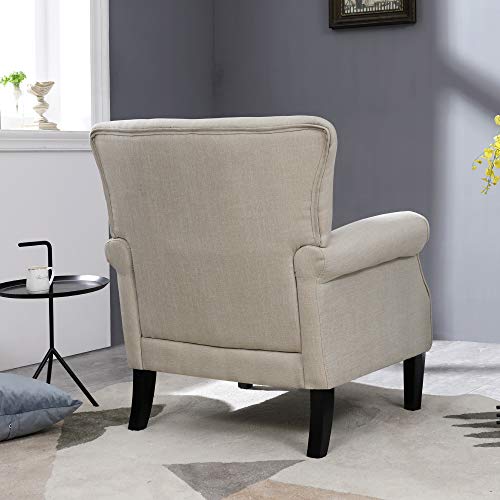 Top Space Accent Chair Sofa Mid Century Upholstered Roy Arm Single Sofa Modern Comfy Furniture for Living Room,Bedroom,Club,Office (2 PCs,White)