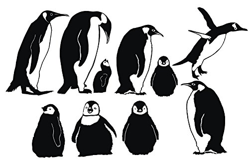 Newclew Penguin Family with Baby Scenery Nursery Kids Mom Dad Fun Removable Wall Decal Sticker Art Fun DÃ©cor Mural Sticker (Family 1 (Large))