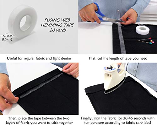 No Stitch Repair Kit, a No-Sew Kit with Fusible Web Hemming Tape, Cotton and Jean Iron On Patches, Collar Extenders for Shirts, Waist Extenders for Pants, and Sewing Pins to Fix Garments Fast and Easy - Thumbnail 3