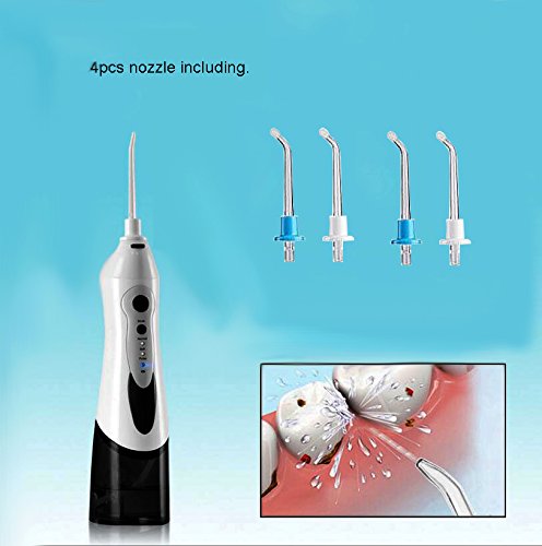 Rechargeable Dental Irrigator for kit Cordless Oral Irrigator Portable Water Flosser with 4 Jet Nozzles 3 Modes,IPX7 Waterfroof. (blace)