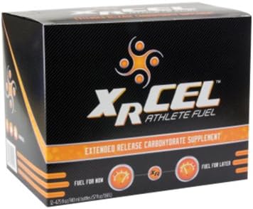 XRCEL Athlete Fuel Extended Release Carbohydrate - Orange 12 Pack, Liquid Sports Drink, Drinkable Sport Supplement, Glucose Supplement, Sports Recovery Drink, Patented Extended Release