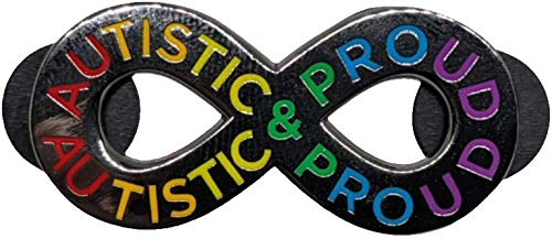 Hokum and Snark Autistic and Proud Autism Pride Enamel Pin | Spectrum Infinity Symbol Neurodivergent Pride, Black