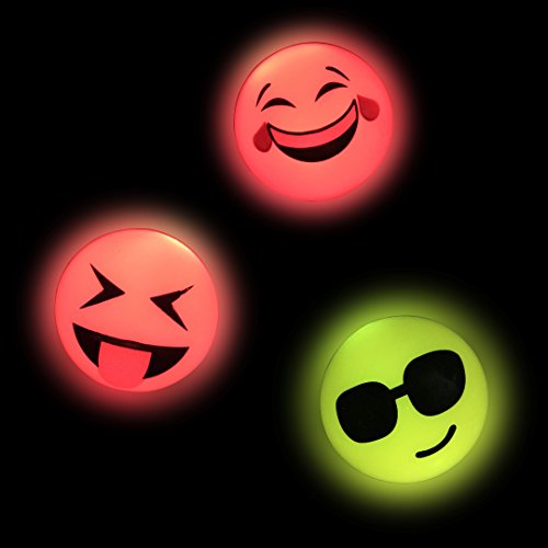 image for Liberty Imports Set of 12 LED Flashing Emoji Face Squeeze Bouncy Balls