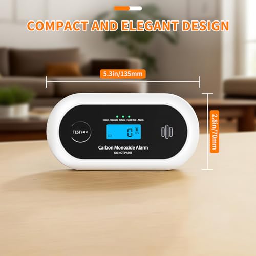 Carbon Monoxide Detector – 10-Year Sealed Battery CO Alarm with LCD Display, Carbon Monoxide Alarms for Home, EN 50291 Certified – Alertlink VC22R