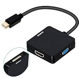 BENFEI Mini DisplayPort to HDMI DVI VGA 4K Adapter, 3-in-1 Mini Dp to HDMI/DVI/VGA Male to Female Convert Gold-Plated Cord Compatible for MacBook Air, Mac Mini, Microsoft Surface Pro 3/4