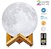 Moon Lamp, LOGROTATE (4.7 inch) 3D Printing LED Night Light Moon Light with Stand & Remote Control, Warm & Cool Two Colors and Dimmable & Time Setting, USB Rechargeable for Kid Lover Birthday Day Gift primary