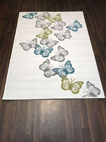 Retro Novelty Woven Backing Mat 80cm x 150cm Approx 5x3 Cream Butterfly
