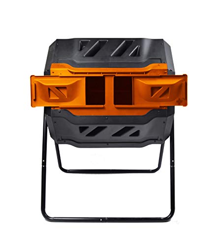 Riverstone Industries GEN-C42-OR-C Compost Tumbler with Cart, Black and Orange