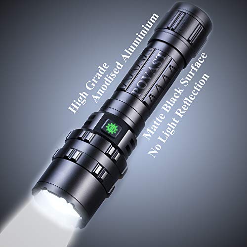 POVAST 5 Modes Tactical Flashlight with Mount, 1000 Lumens USB Rechargeable LED Hunting Torch Light with Wrist Strap, Super Bright, Pressure Switch Tail, Matte Black