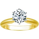Houston Diamond District 1 Carat Round Cut Diamond Solitaire Engagement Ring 18K Yellow Gold 6 Prong (K, I1, 1 c.t.w) Ideal Cut