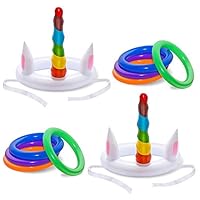 Ygoing 2 Pack Inflatable Unicorn Ring Toss Game for Family Kids Adult Pool Beach Party