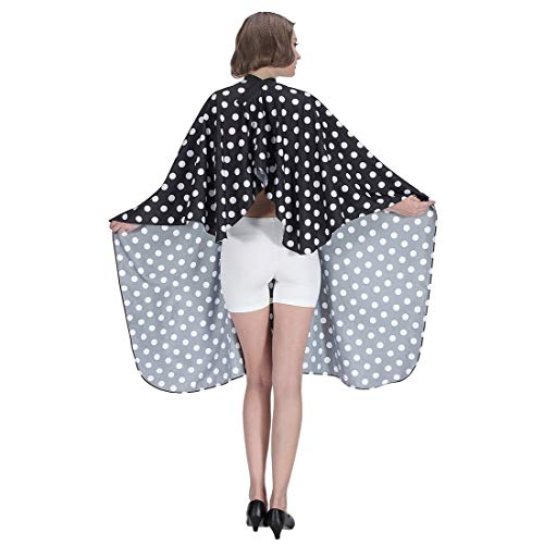 SMARTHAIR Professional Salon Cape Polyester Baber Cape Hair Cutting Cape,54"x62",Black and White Dots,C375001C