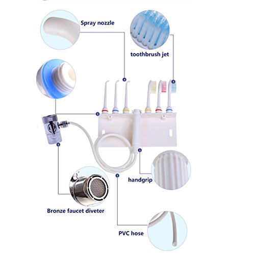 Angelwill Oral Irrigator Dental SPA Water Jet Flosser Teeth Flossing Toothbrush Sets Tooth Cleaning Set for Faucet Water Tap