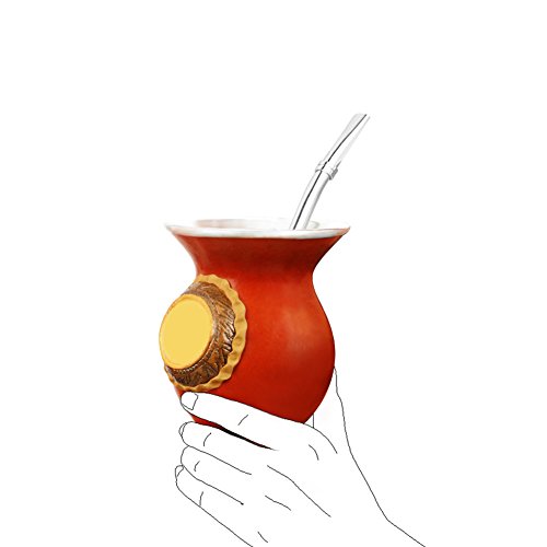 GFDesign Yerba Mate Bombilla Gourd Drinking Filter Straws Stirrer Food-Grade 18/8 Stainless Steel - Set of 2 with Cleaning Brush - 6.1" Long