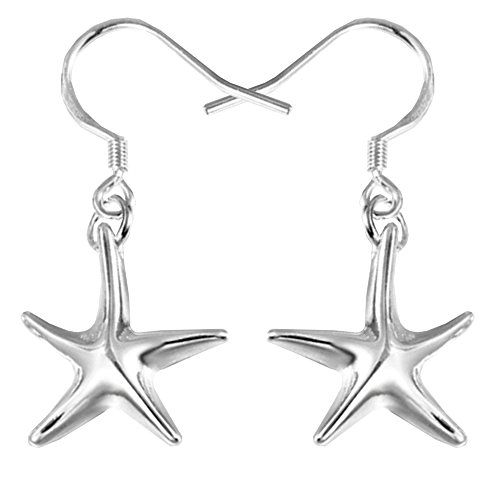 Women Dangle Earrings Starfish Drop Earrings with 925 Silver Plated