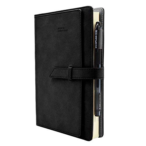 A5 School Year Planner Notebook, Faux Leather Cover Monthly Bullet Journal Organizer with Card Slots Pen Holder, 320 Pages Perfect for Use in Academic Year - Thumbnail 4
