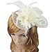 Zking Women Fascinator Hair Pillbox Rose Veil Cocktail Party Wedding Hat (A-beige)