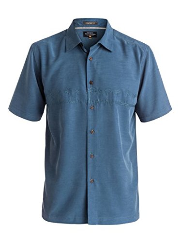 Quiksilver Waterman Men's Tahiti Palms 4 Woven Top, Ensign Blue, Large