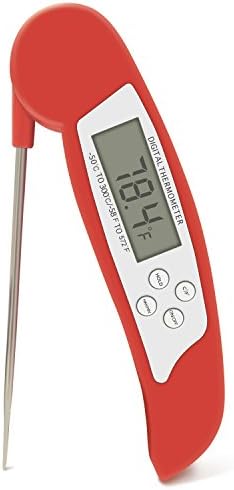 Besula Food Thermometer - Digital Kitchen Thermometer Instantly Read Meat Thermometer with Long Probe - Easy to Use and Protect - Perfect for Food, Meat,Candy, Milk,Grill, BBQ,Smokers (Red1)